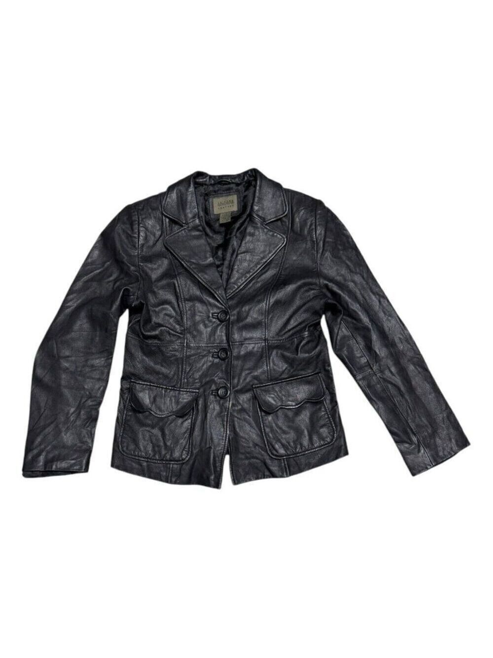 VINTAGE LEATHER John Paul Richard 90s Retro Casual Designer Jacket Womens 10